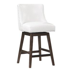 White Faux Leather Grant Swivel Counter Stool