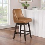 Camel Faux Leather Grant Swivel Counter Stool