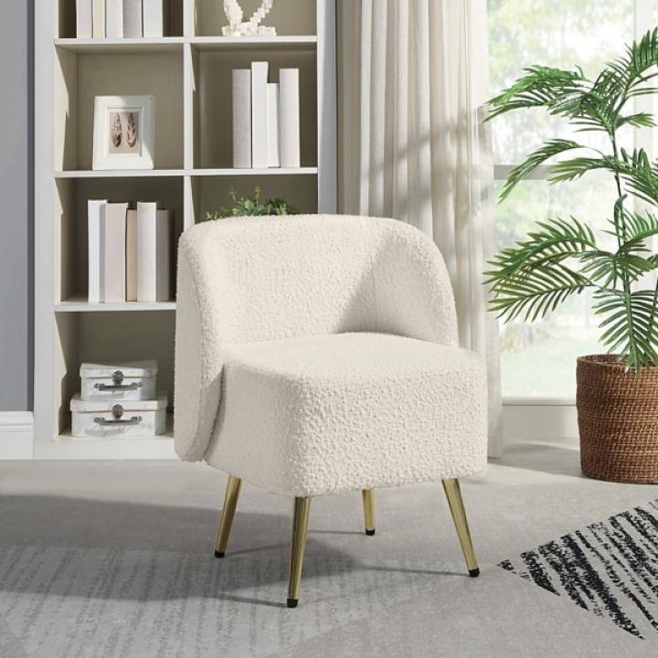 Cream Textured Wingback Accent Chair
