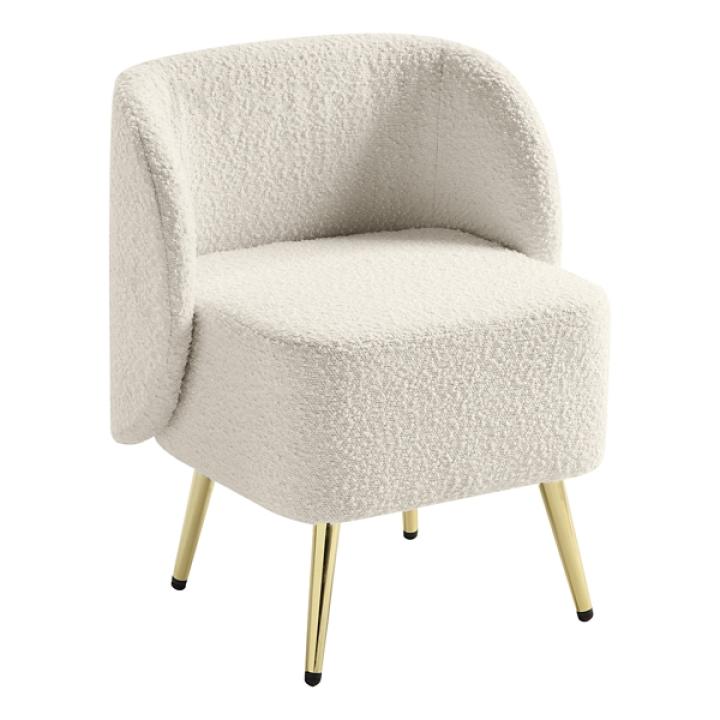 Cream Textured Wingback Accent Chair