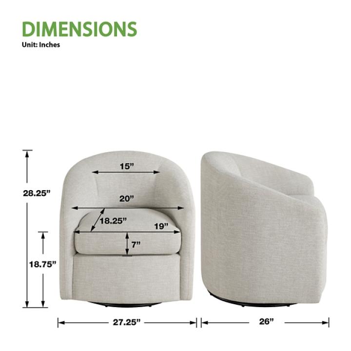 Neutral Upholstered Bella Swivel Chair