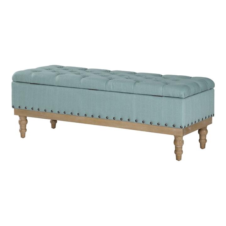 Blue Tufted Traditional Landen Storage Bench