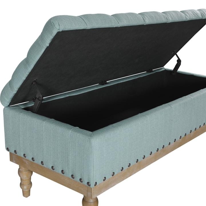 Blue Tufted Traditional Landen Storage Bench