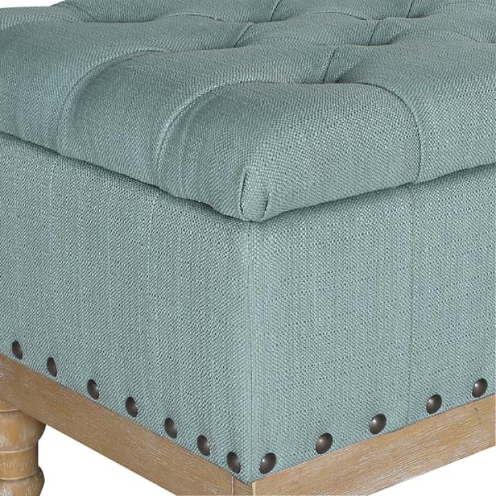 Blue Tufted Traditional Landen Storage Bench