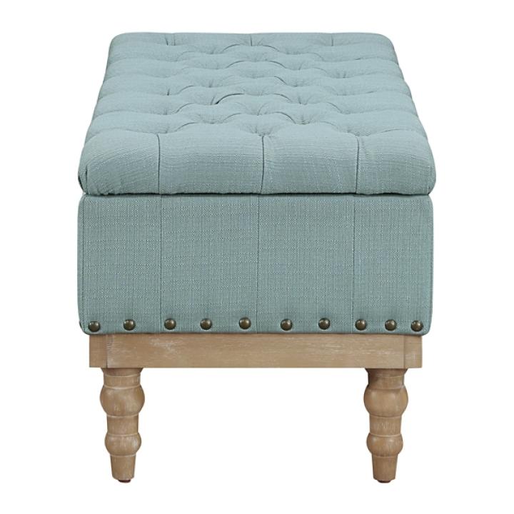 Blue Tufted Traditional Landen Storage Bench