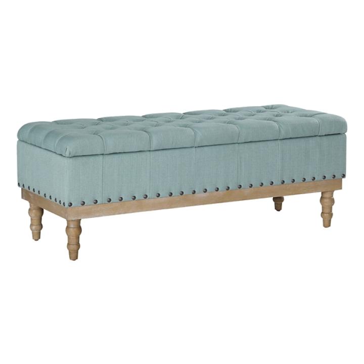 Blue Tufted Traditional Landen Storage Bench