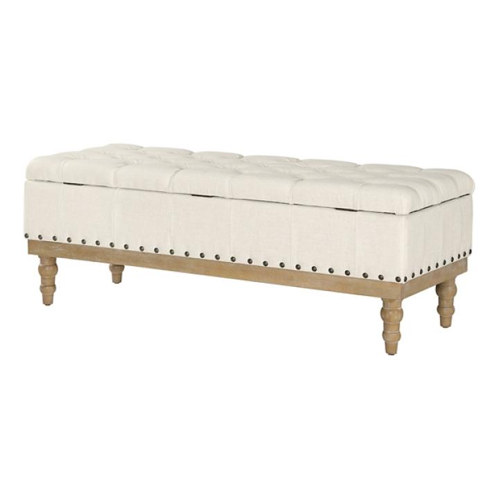 Cream Tufted Traditional Landen Storage Bench