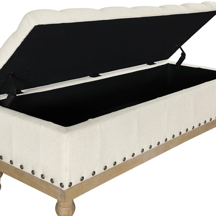 Cream Tufted Traditional Landen Storage Bench