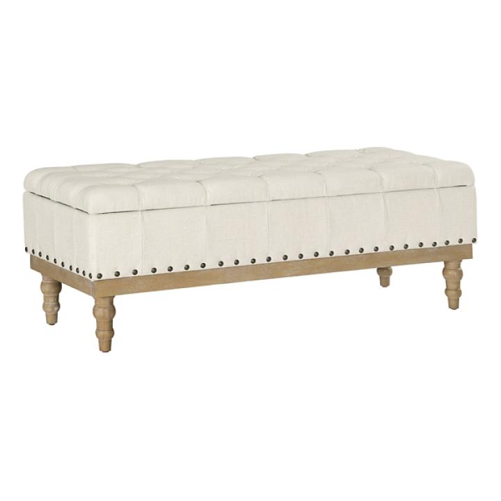 Cream Tufted Traditional Landen Storage Bench