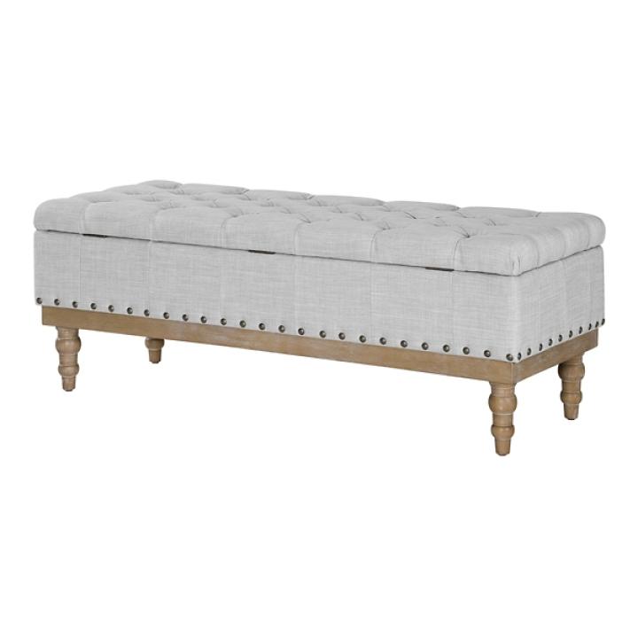 Gray Tufted Traditional Landen Storage Bench