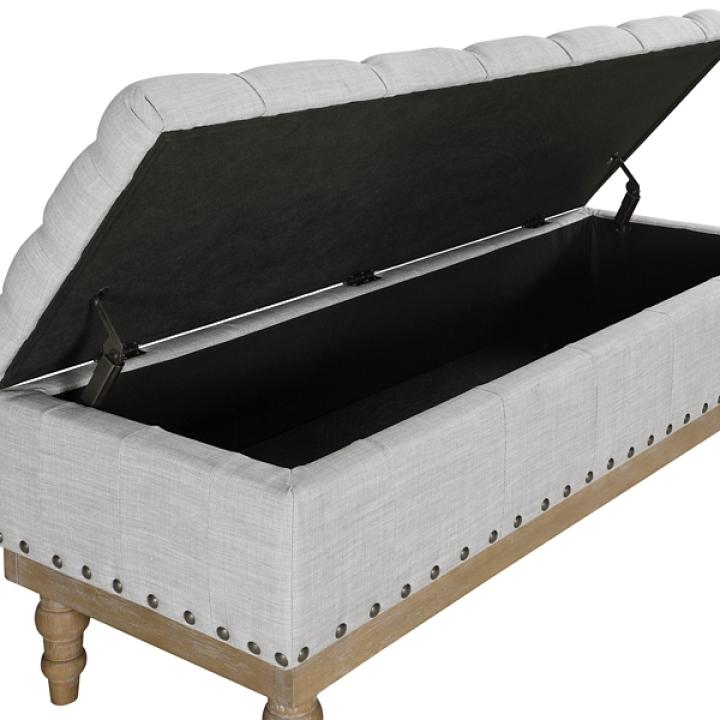 Gray Tufted Traditional Landen Storage Bench