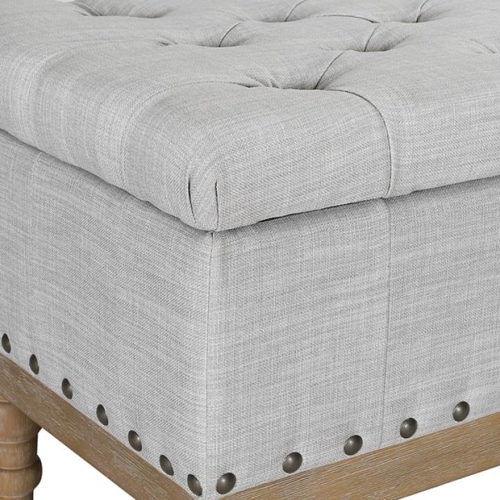 Gray Tufted Traditional Landen Storage Bench