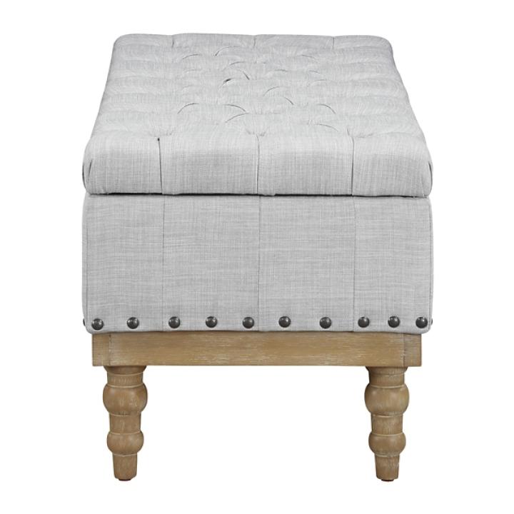 Gray Tufted Traditional Landen Storage Bench