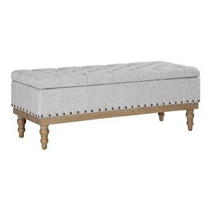 Gray Tufted Traditional Landen Storage Bench