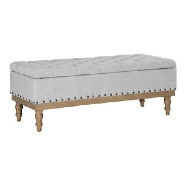 Gray Tufted Traditional Landen Storage Bench
