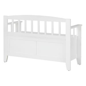 White Wood Lift-Top Storage Entryway Bench