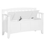 White Wood Lift-Top Storage Entryway Bench