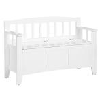 White Wood Lift-Top Storage Entryway Bench