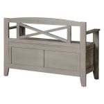 Graywash Wood Lift-Top Storage Entryway Bench
