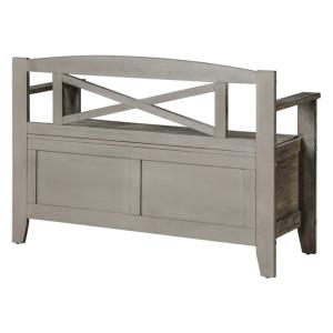 Graywash Wood Lift-Top Storage Entryway Bench