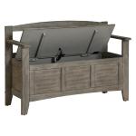 Graywash Wood Lift-Top Storage Entryway Bench