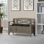 Graywash Wood Lift-Top Storage Entryway Bench