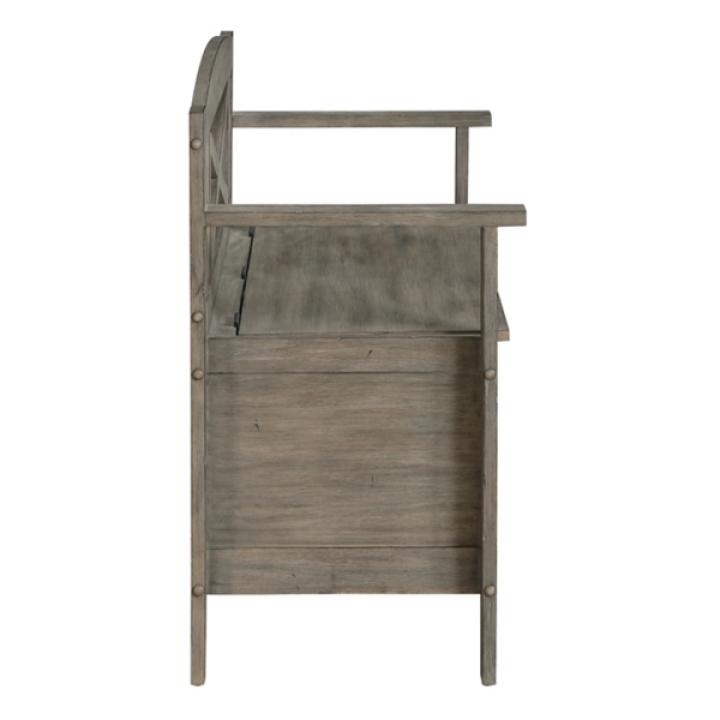 Graywash Wood Lift-Top Storage Entryway Bench
