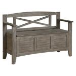 Graywash Wood Lift-Top Storage Entryway Bench