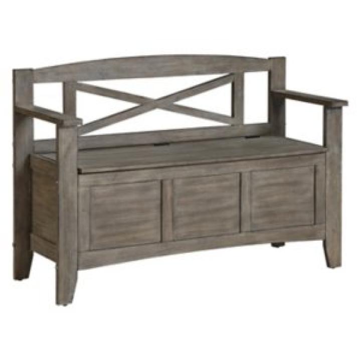 Graywash Wood Lift-Top Storage Entryway Bench