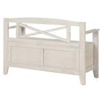 Whitewash Wood Lift-Top Storage Entryway Bench
