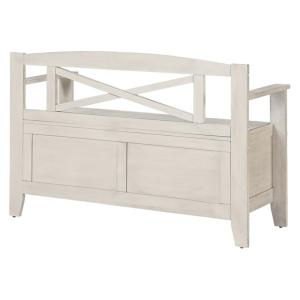 Whitewash Wood Lift-Top Storage Entryway Bench