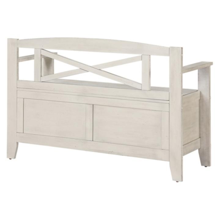 Whitewash Wood Lift-Top Storage Entryway Bench