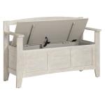 Whitewash Wood Lift-Top Storage Entryway Bench