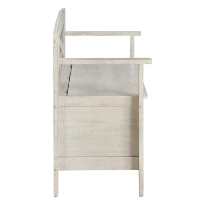 Whitewash Wood Lift-Top Storage Entryway Bench
