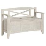 Whitewash Wood Lift-Top Storage Entryway Bench