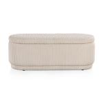 Beige Corduroy Oval Storage Bench