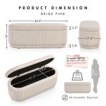 Beige Corduroy Oval Storage Bench