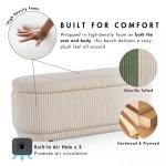 Beige Corduroy Oval Storage Bench