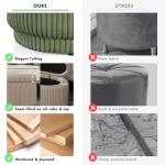 Beige Corduroy Oval Storage Bench