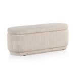 Beige Corduroy Oval Storage Bench