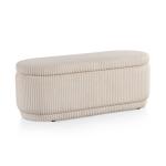 Beige Corduroy Oval Storage Bench