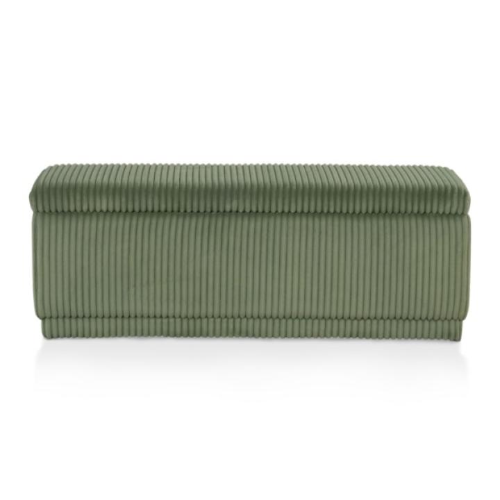 Green Corduroy Rectangle Storage Bench