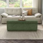 Green Corduroy Rectangle Storage Bench