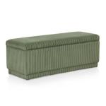 Green Corduroy Rectangle Storage Bench