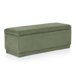 Green Corduroy Rectangle Storage Bench