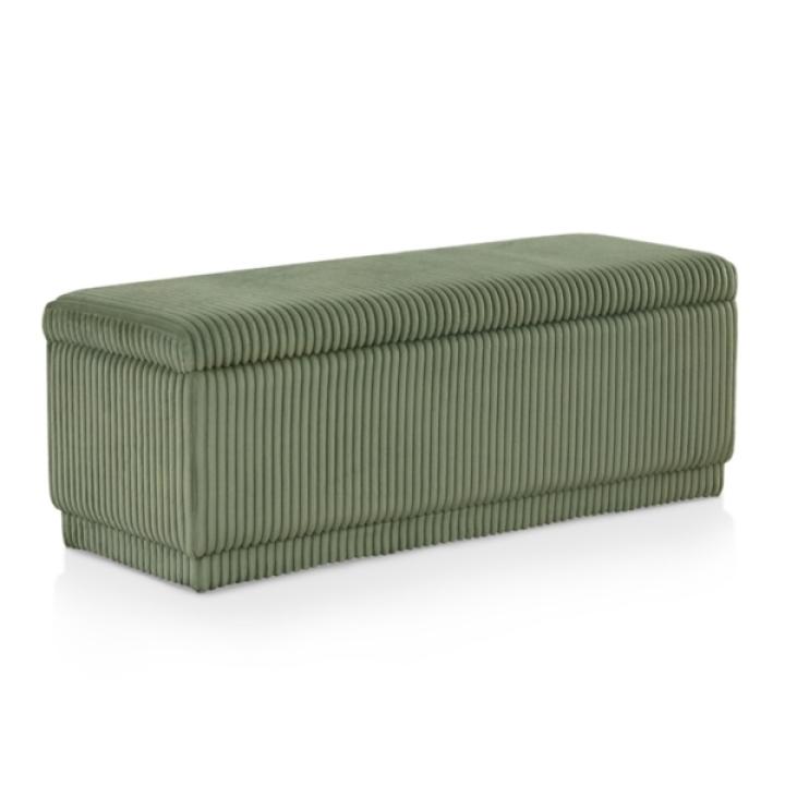 Green Corduroy Rectangle Storage Bench