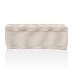 Beige Corduroy Rectangle Storage Bench