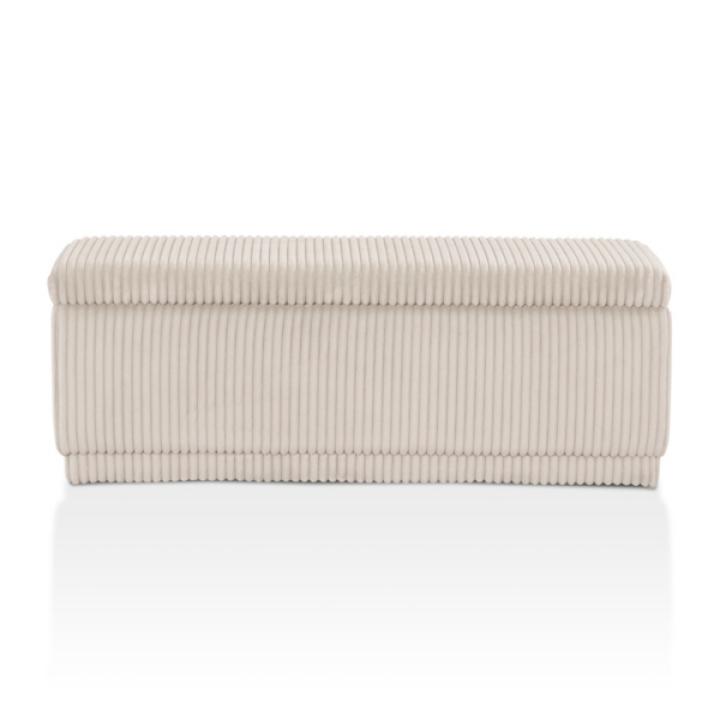 Beige Corduroy Rectangle Storage Bench