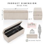Beige Corduroy Rectangle Storage Bench