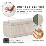Beige Corduroy Rectangle Storage Bench